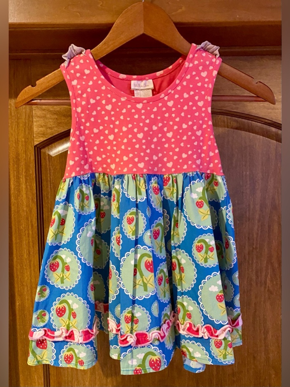 Matilda Jane Pink & Blue Strawberry Heart Top